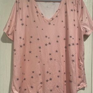 Pink Star Patterned Women's Top